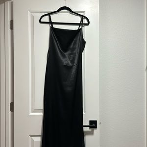 Black satin maxi dress